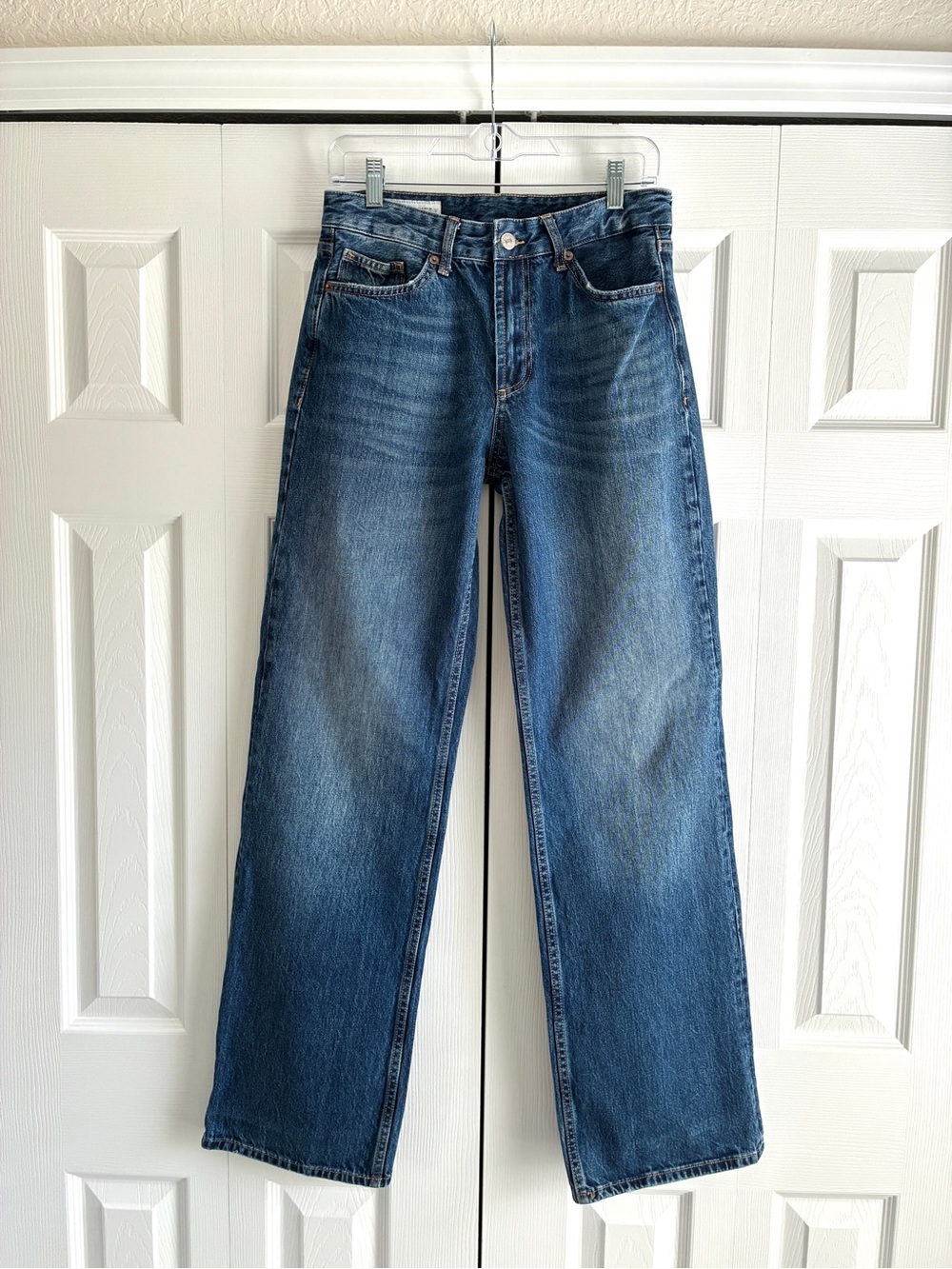 ZARA Wide Leg Jeans Size 6 High Rise 29/33 Medium Wash 100% Cotton Relaxed Denim - Picture 4 of 15